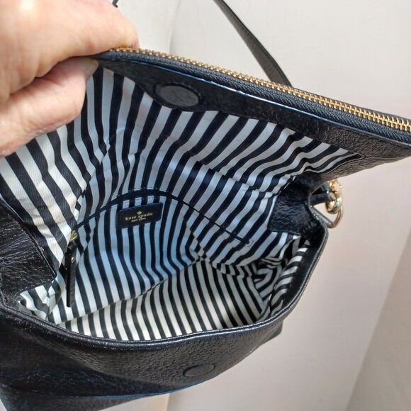 Kate Spade New York Leather Bag Black Pebble Crossbody Handbag Purse - Picture 9 of 14